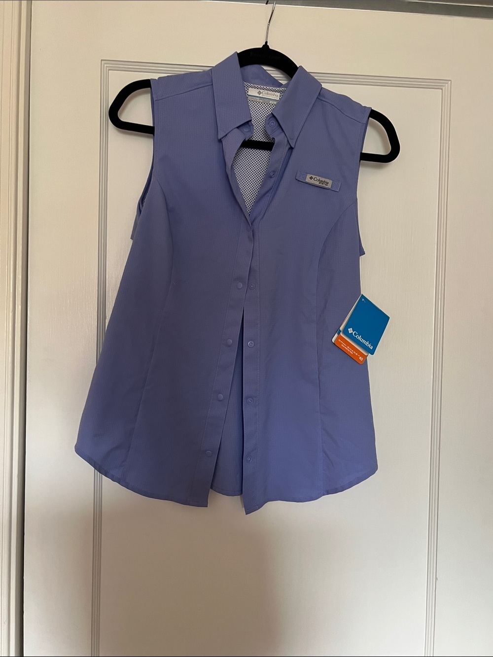 Columbia Tamiami Women’s Sleeveless snap-Front OmniShade Shirt - Light Purple XS